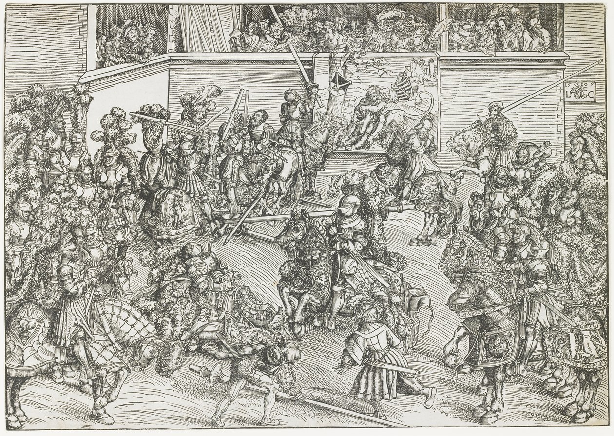 O Segundo Torneio com Tapeçaria de Sansão e o Leão, 1509 de Lucas Cranach the Elder