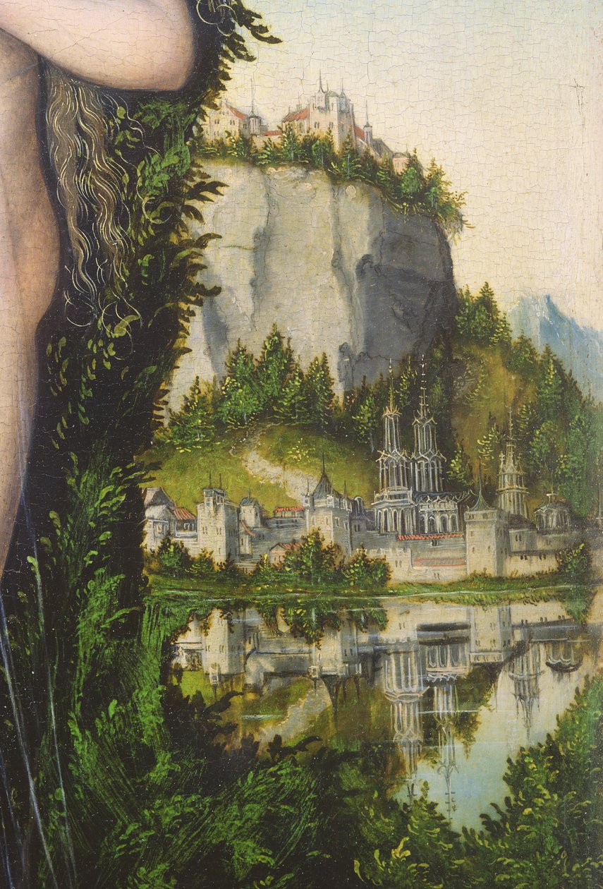 Vênus, ficar, em, um, paisagem, detalhe, de, a, paisagem, 1529, de Lucas Cranach the Elder