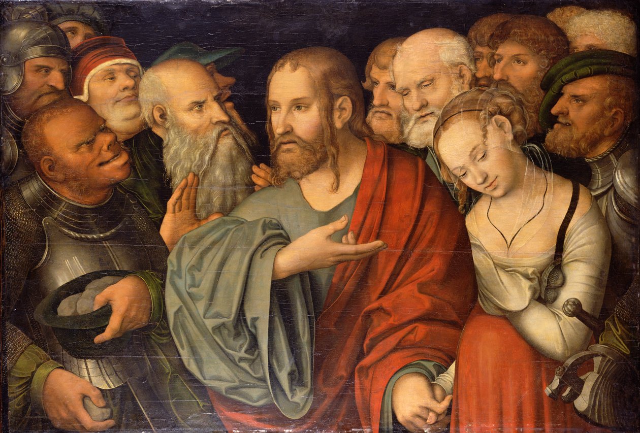 Cristo e a mulher tomados em adultério de Lucas Cranach the Younger