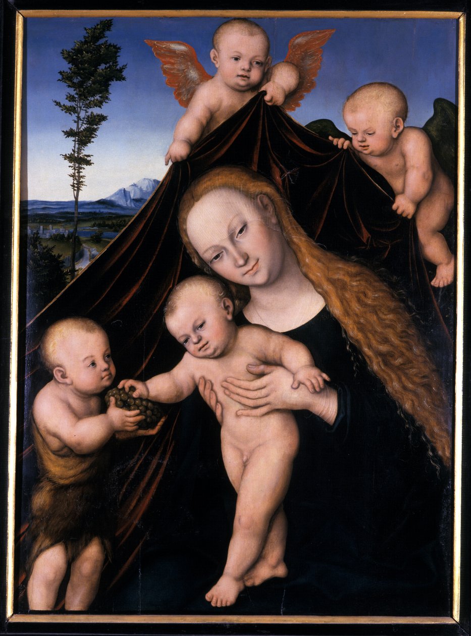 Madonna e criança com John the Baptist, 1534 de Lucas the Younger Cranach