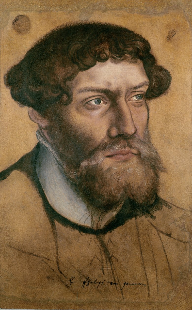 Philip I, Duque da Pomerânia (óleo, guache e wc no papel) de Lucas the Younger Cranach