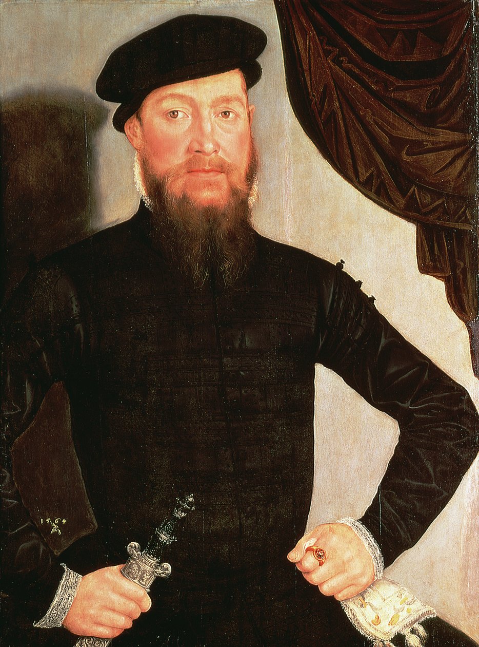 Retrato de um homem, 1564 (painel) de Lucas the Younger Cranach