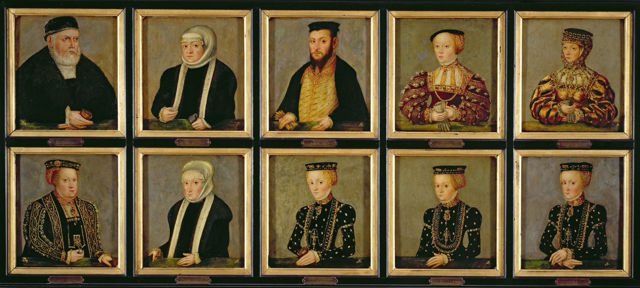 Retratos de membros da dinastia jaguelônica, c.1565 de Lucas Cranach the Younger