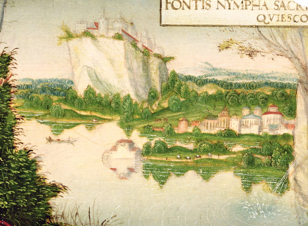 Paisagem, detalhe de Naiad em repouso (ver 247410) de Lucas the Younger studio of Cranach