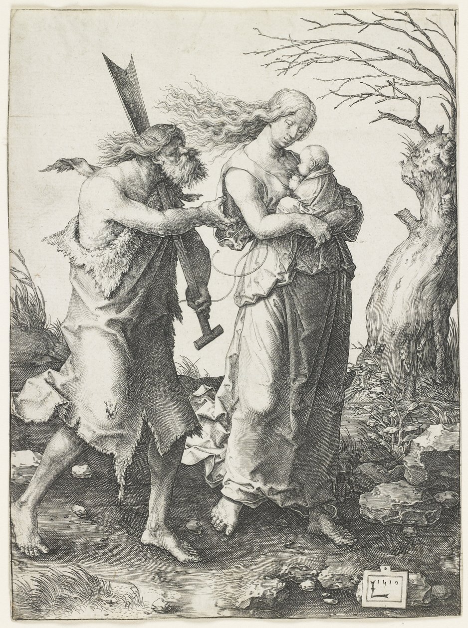 Adão e Eva após sua expulsão do paraíso, 1510 de Lucas van Leyden