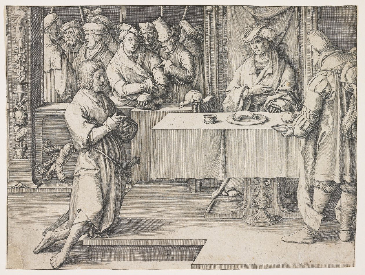 José Interpretando os Sonhos do Faraó, 1512 de Lucas van Leyden