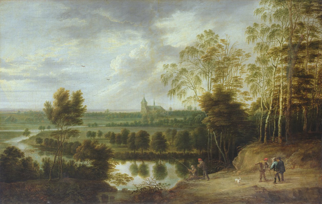 Paisagem com pescador de Lucas van Uden
