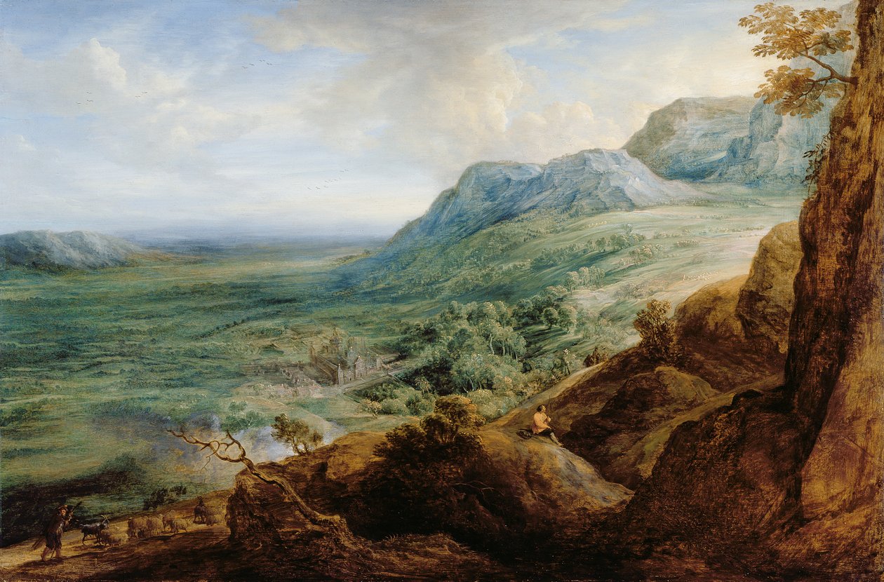 O Escorial, de um sopé das montanhas de Guadarrama de Lucas van Uden