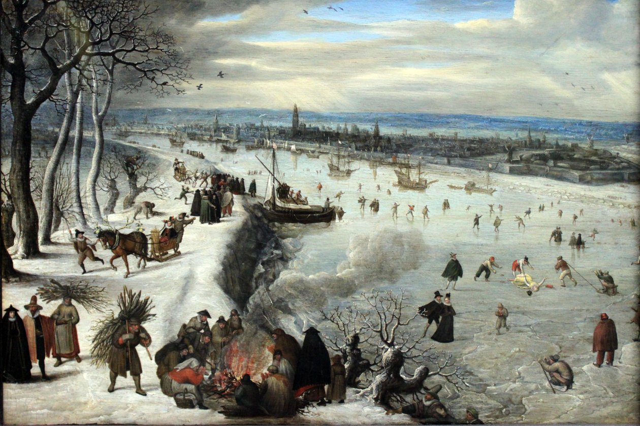 Vista, de, antuérpia, com, congelado, scheldt de Lucas van Valckenborch
