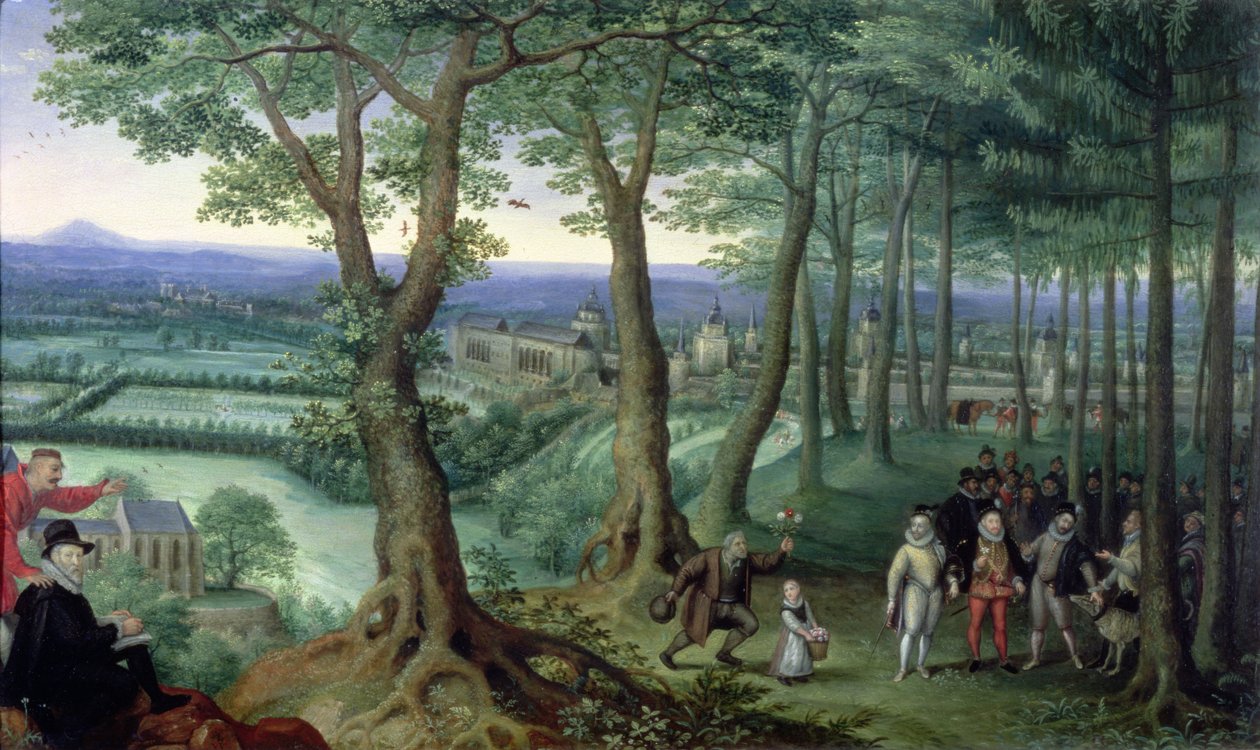Arquiduque Matthias com seu retiro de Lucas van Valckenborch