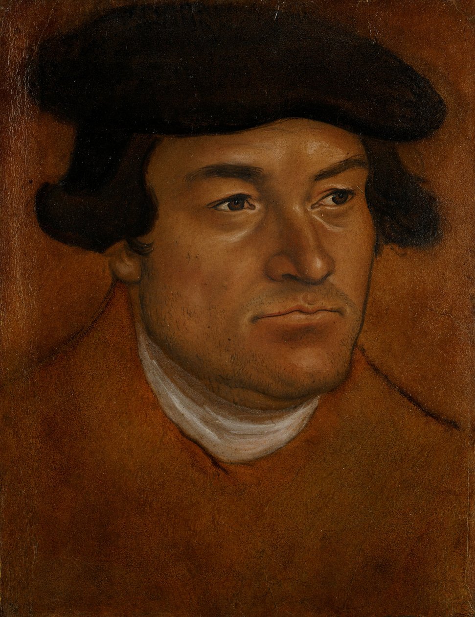 Retrato, de, um, homem, em, um, boné preto de Lucas Cranach the Elder