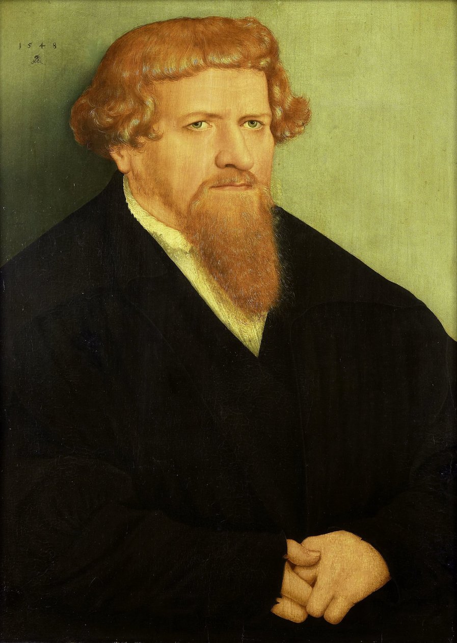 Retrato de um homem de Lucas Cranach (II) (attributed to)