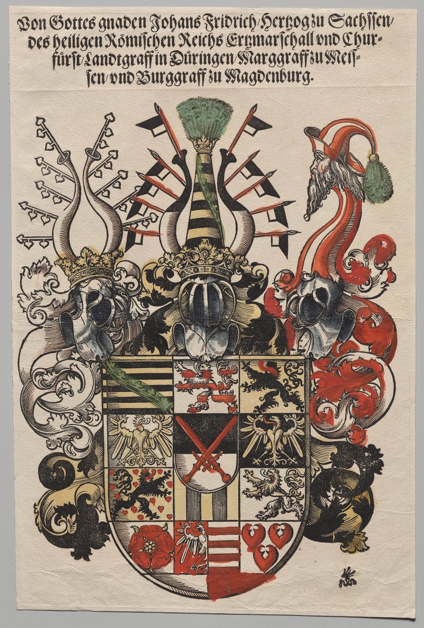 Brasão de John Frederic, Eleitor da Saxônia, chamado o Magnânimo de Lucas Cranach