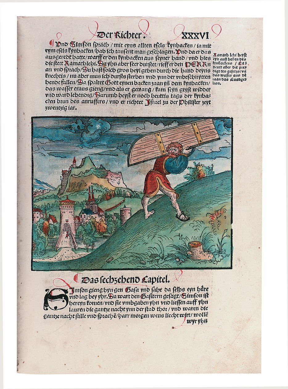 Ilustração do Antigo Testamento, parte II, Josué - Ester, da Bíblia, traduzido por Martin Luther, Wittemberg, 1524 de Lucas Cranach