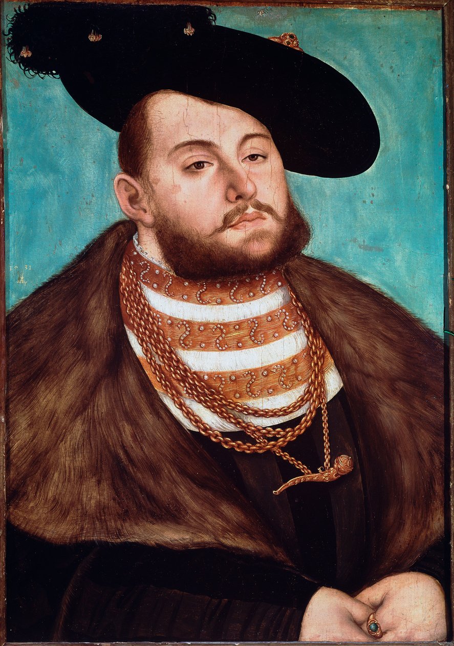 Retrato de João Frederico II, o Magnânime, eleitor da Saxônia de Lucas Cranach