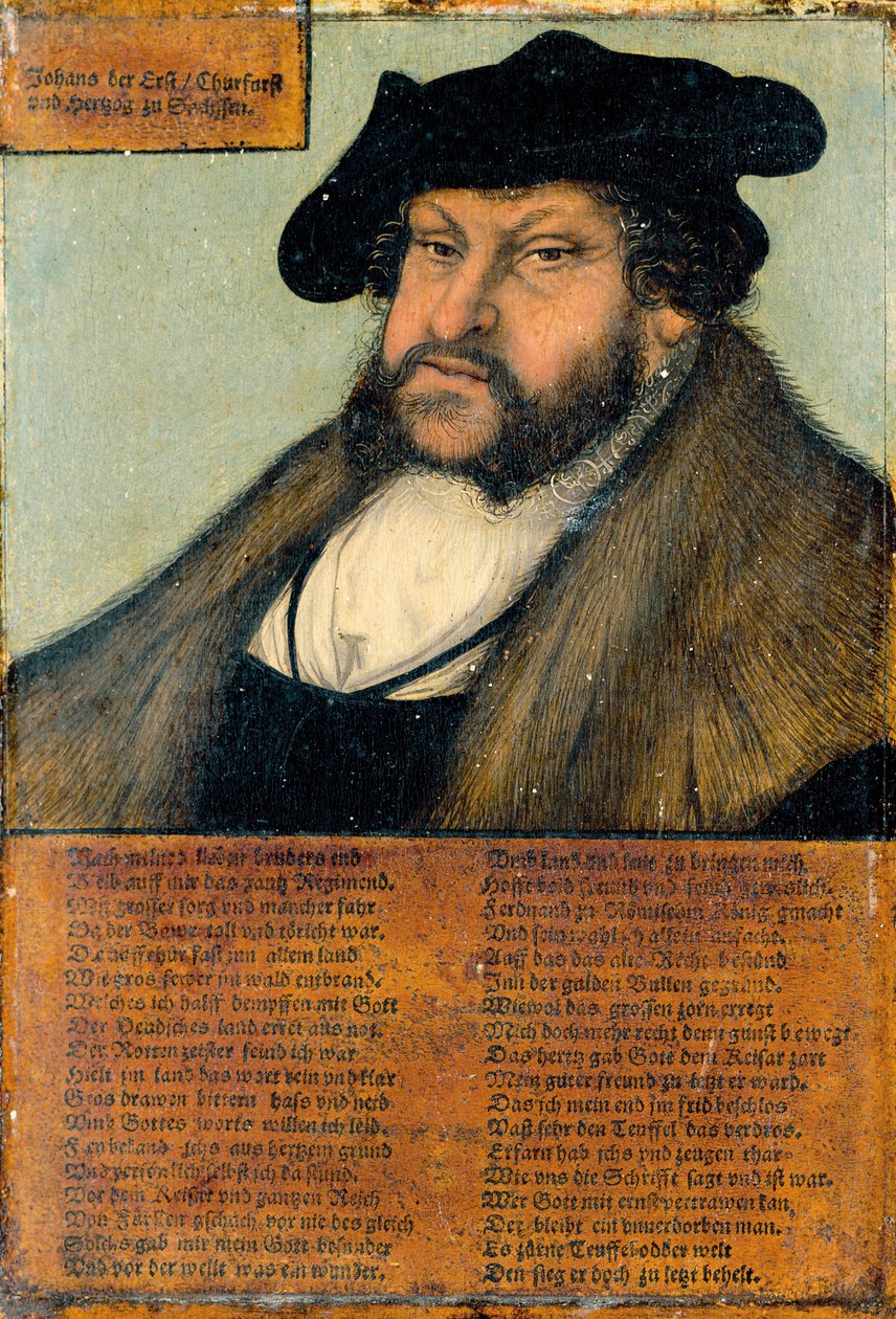 Retrato de João, o Constante, Eleitor da Saxônia de Lucas Cranach