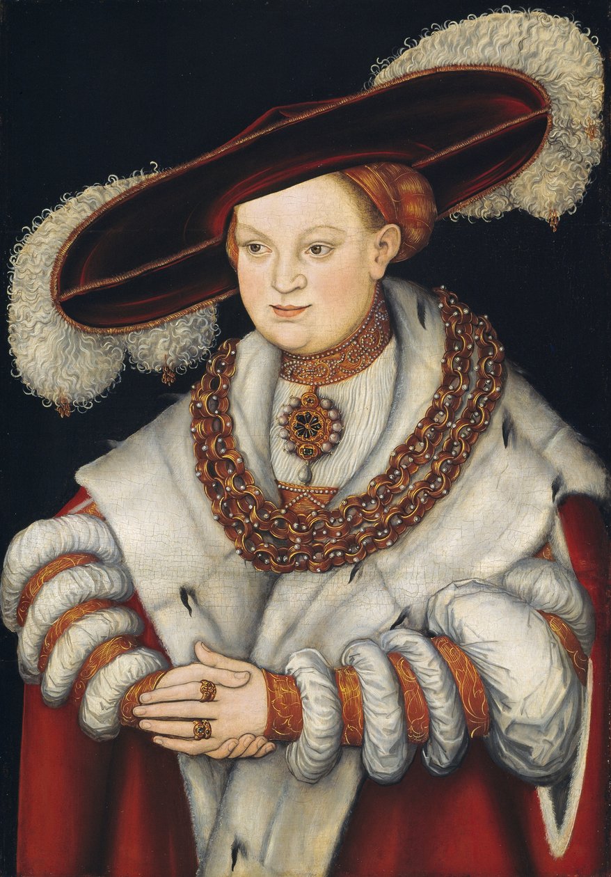 Retrato de Madalena da Saxônia, esposa do eleitor Joachim II de Brandemburgo, c.1529 de Lucas Cranach