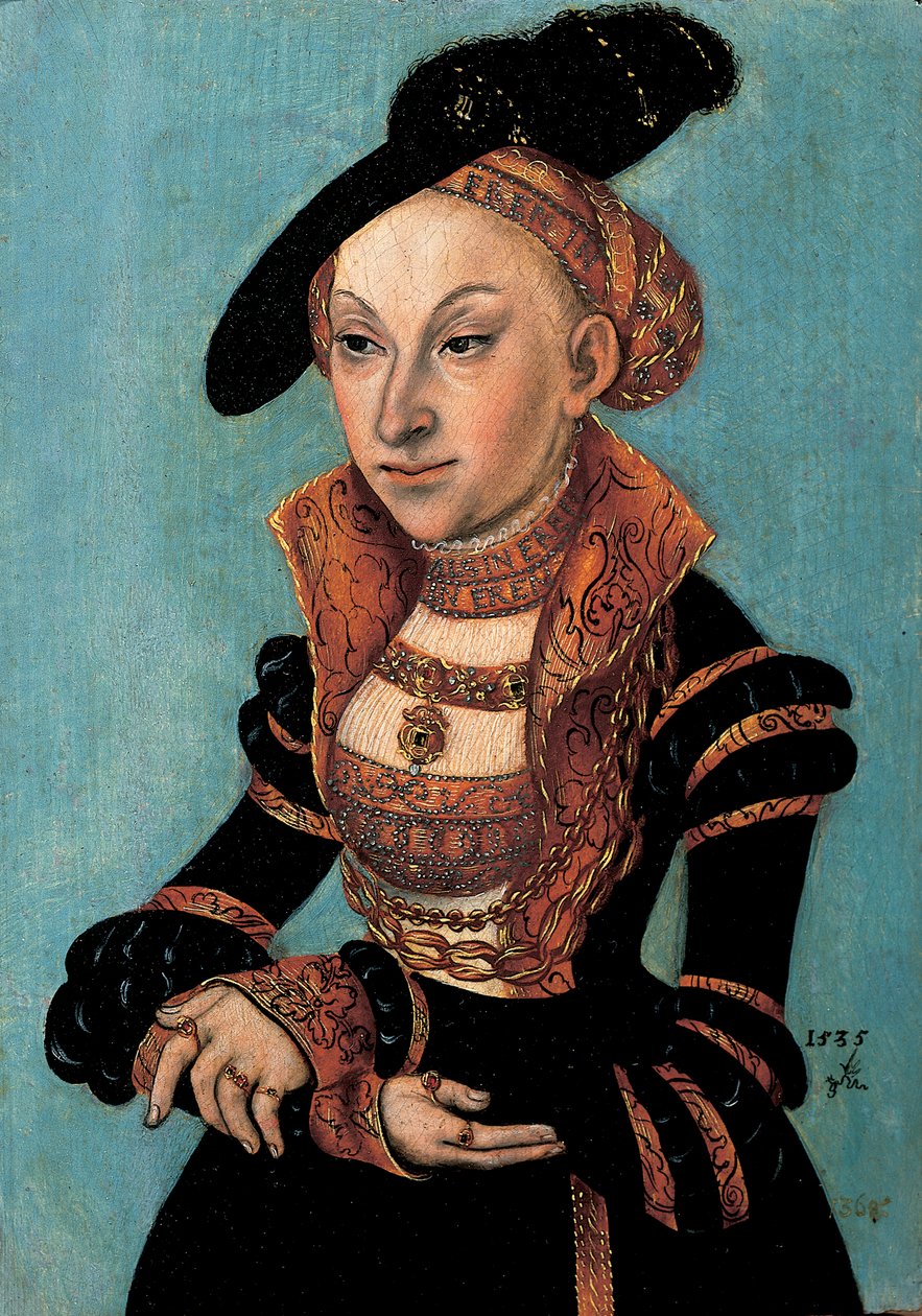 Retrato de Sibylle von Cleve, Electress da Saxônia, 1535 de Lucas Cranach