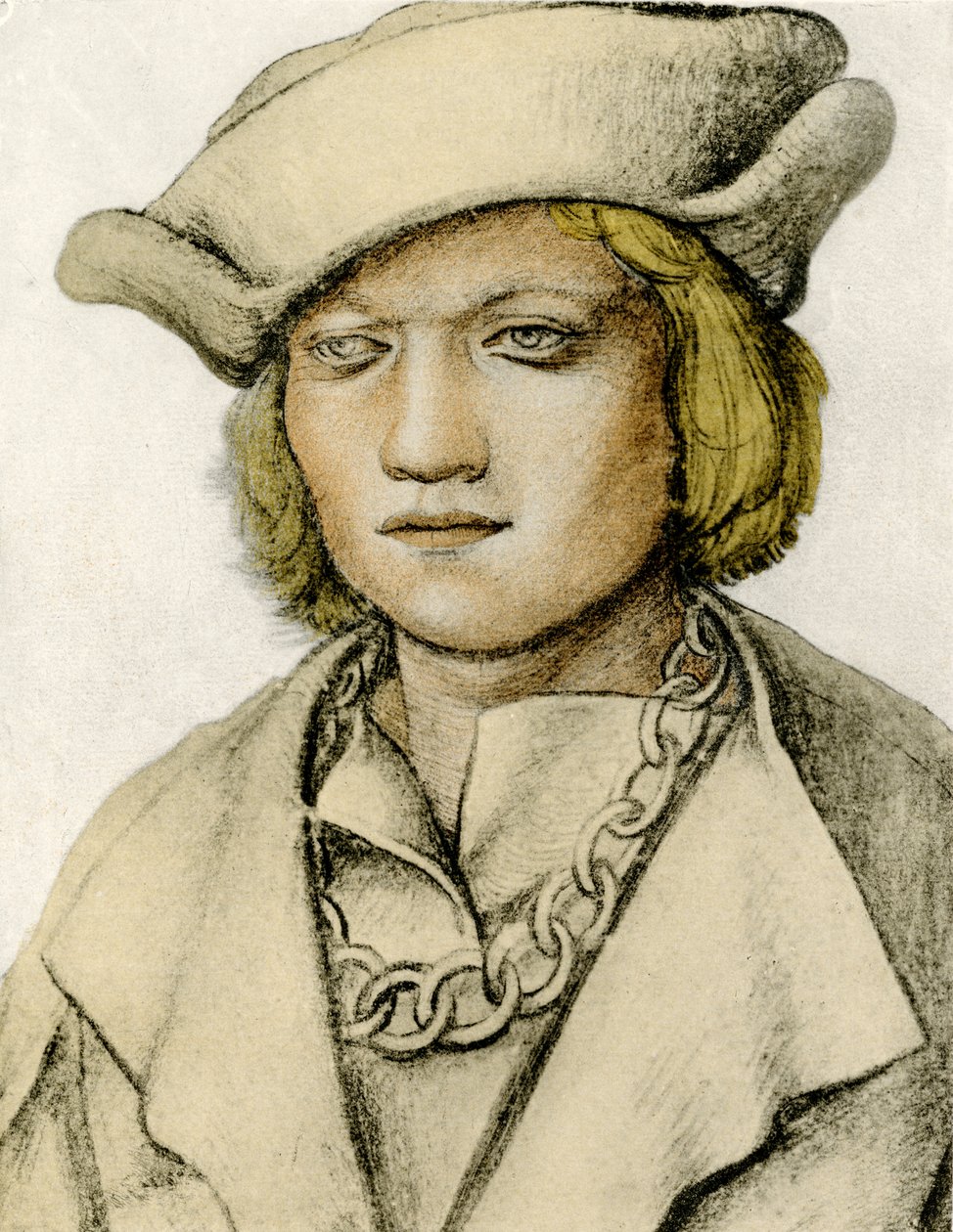 Retrato, de, um, homem jovem, com, chapéu de Lucas Cranach the Elder