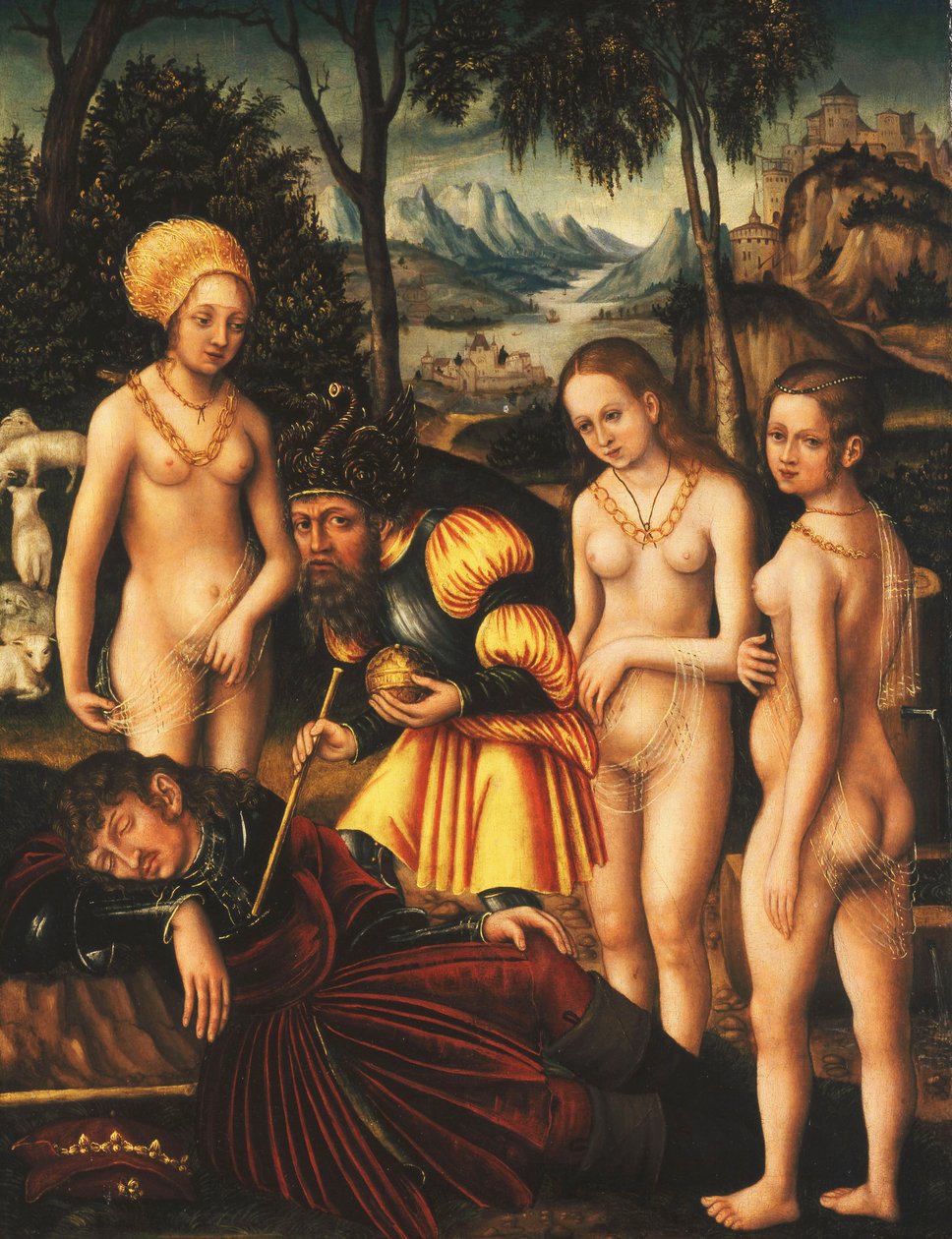 O Julgamento de Paris, c.1507 de Lucas Cranach