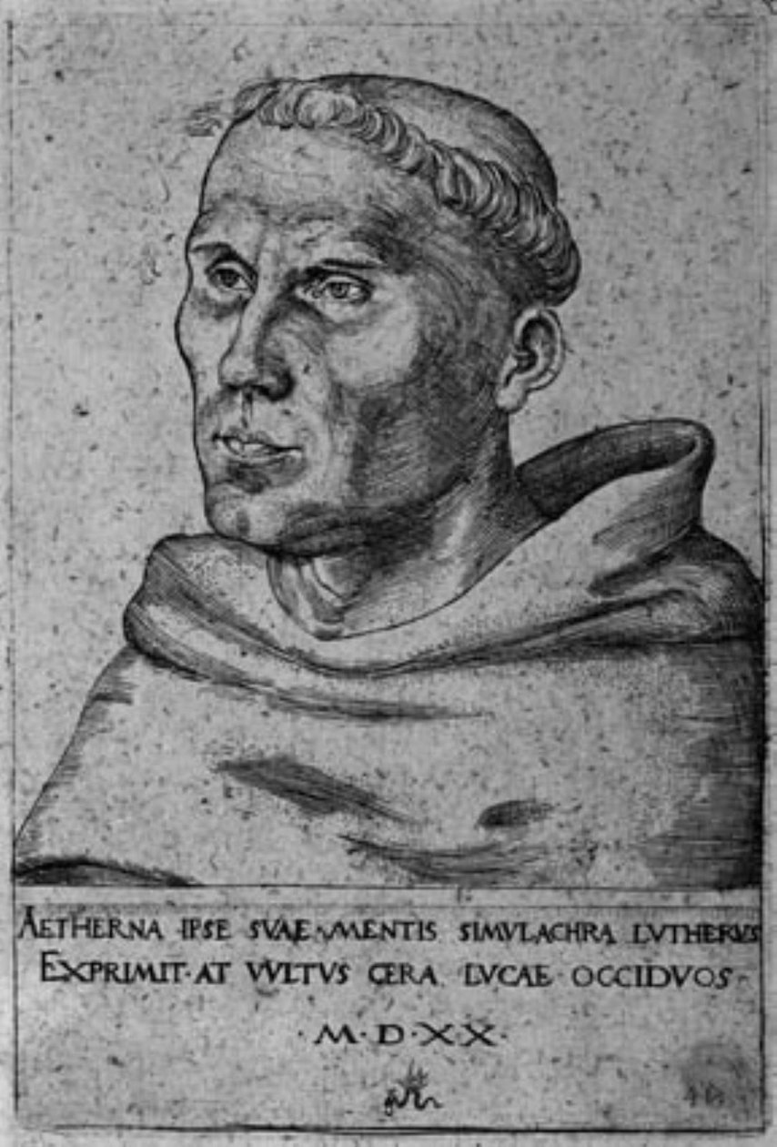 Martinho Lutero como um monge agostiniano de Lucas Cranach d.Æ.