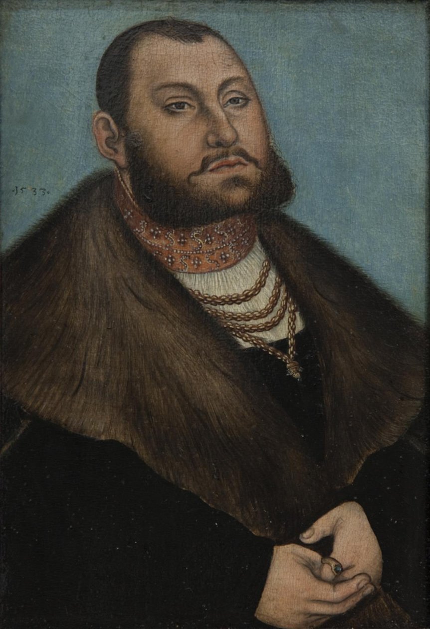 Retrato do Eleitor João Frederico, o Magnânimo da Saxônia (1503-1554) de Lucas Cranach d.Æ.