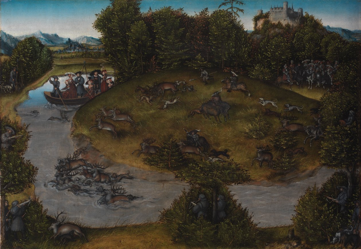 A caça ao veado do eleitor Frederico, o Sábio (1463-1525) da Saxônia de Lucas Cranach d.Æ.
