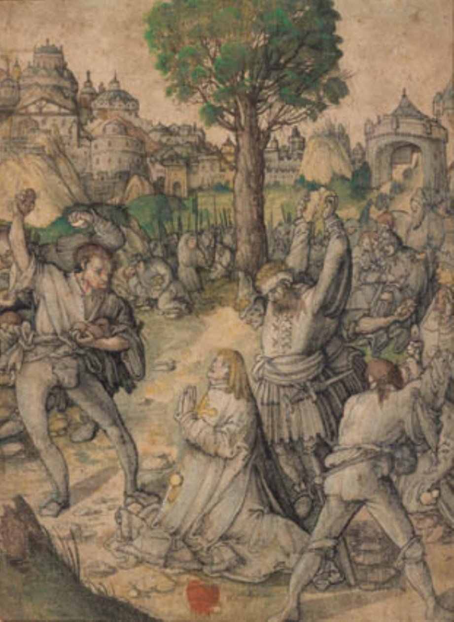 O apedrejamento de St Stephen fora do Golden Gate de Jerusalém de Lucas Cranach d.Æ.