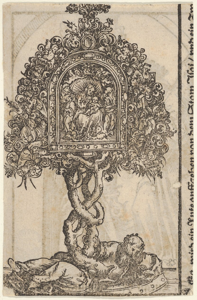 Um relicário de ouro com a árvore de Jessé, da grande série de relicários de Wittenberg, 1509. de Lucas Cranach the Elder