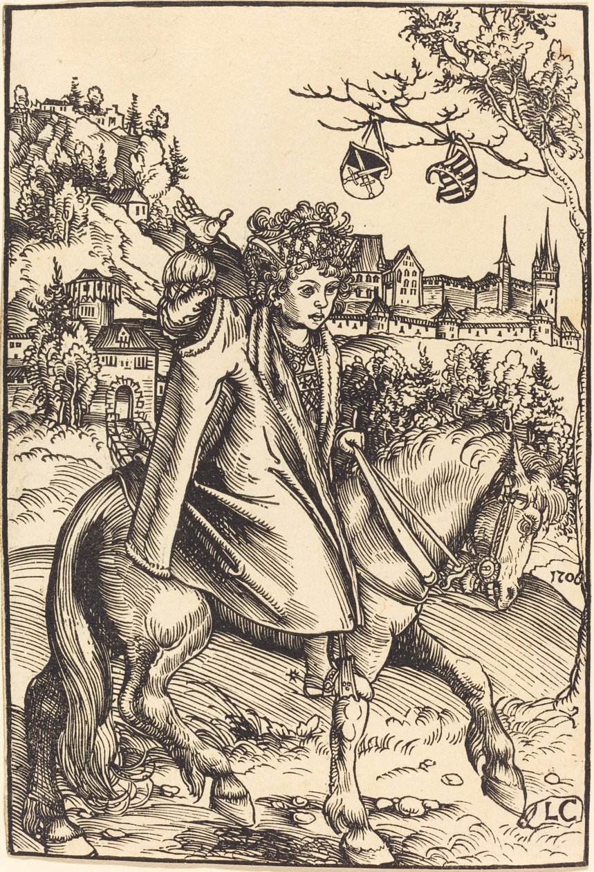 Um príncipe saxão a cavalo de Lucas Cranach the Elder