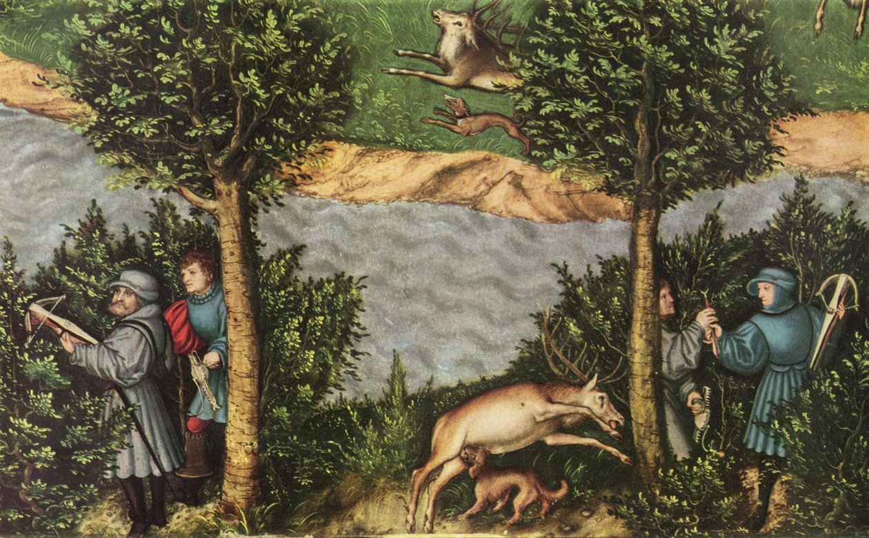 Caça ao veado com o Eleitor Friedrich, o Sábio
 pormenor de Lucas Cranach the Elder