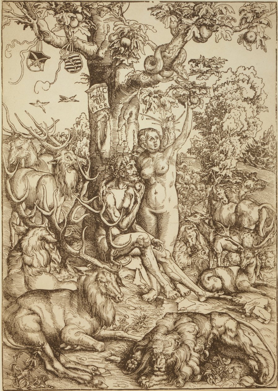 Adão e Eva no Paraíso de Lucas Cranach the Elder