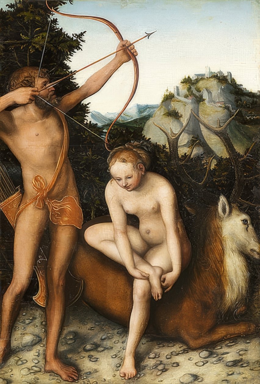 Apoll e Diana. Por volta de 1530 de Lucas Cranach the Elder