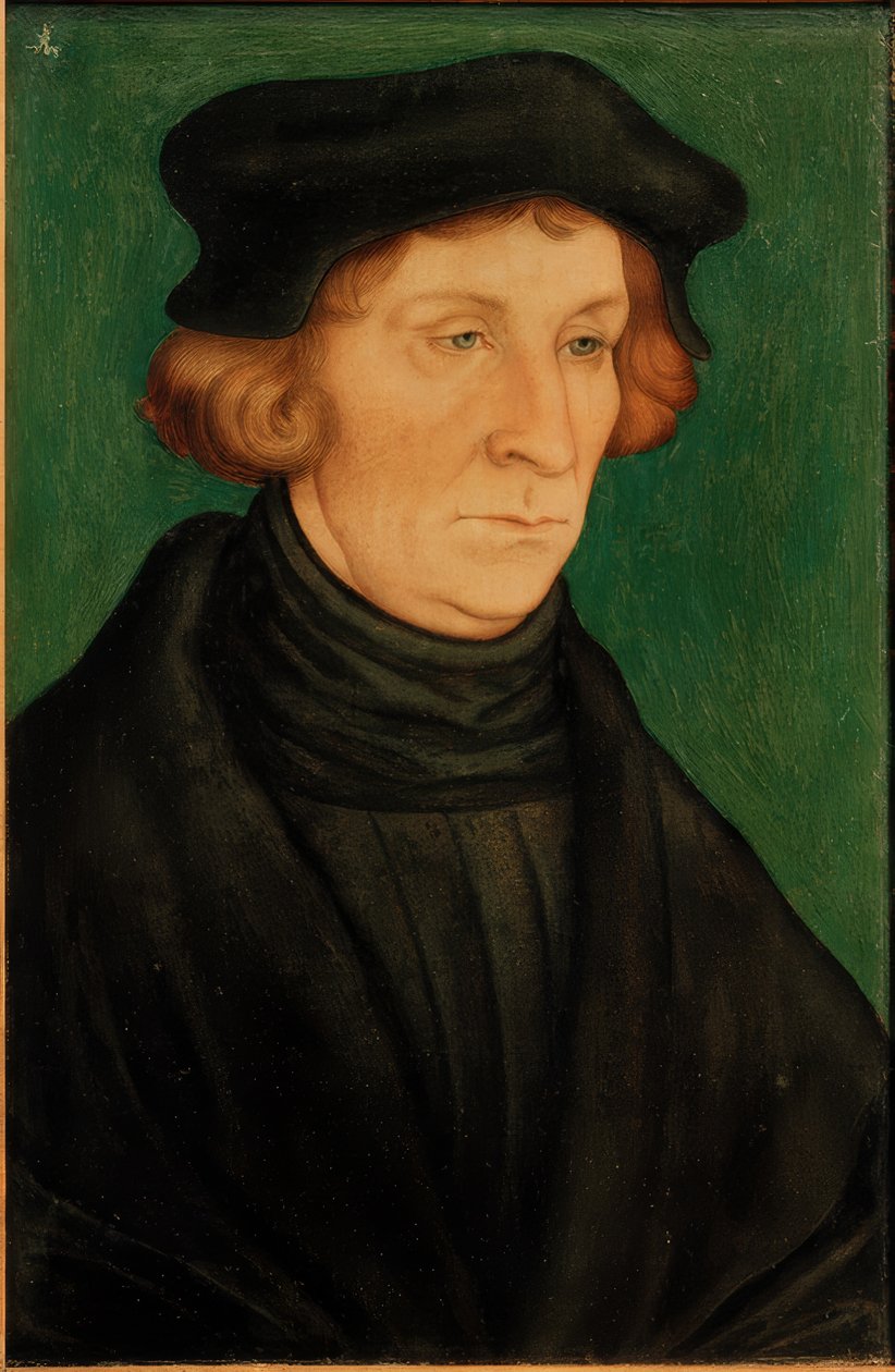 Retrato de um bolsista (Otto Brunfels) de Lucas Cranach the Elder