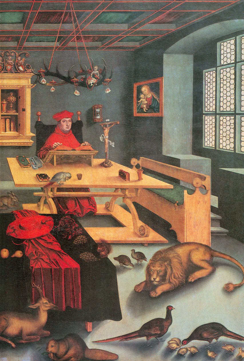 O Cardeal Albrecht de Brandenburgo como São Jerónimo de Lucas Cranach the Elder