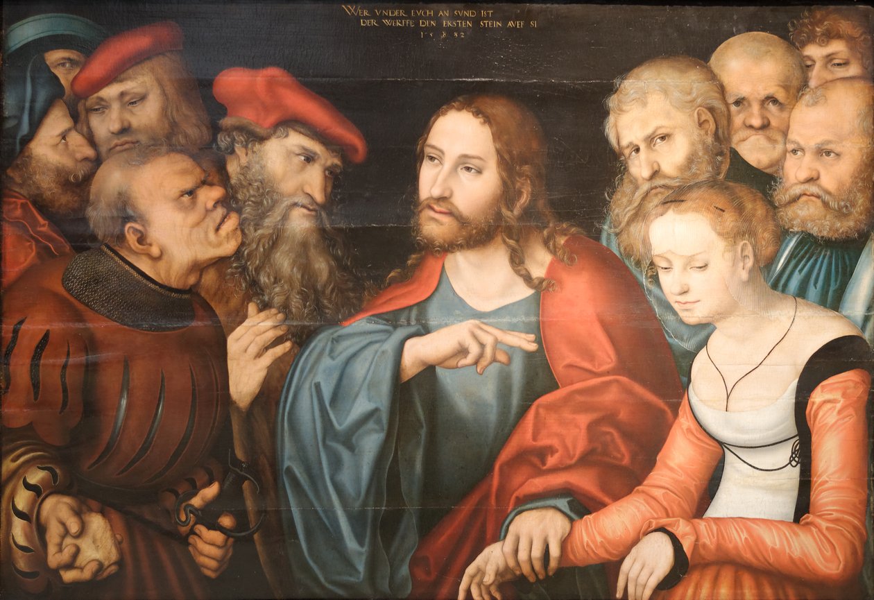 Cristo e a adúltera de Lucas Cranach the Elder