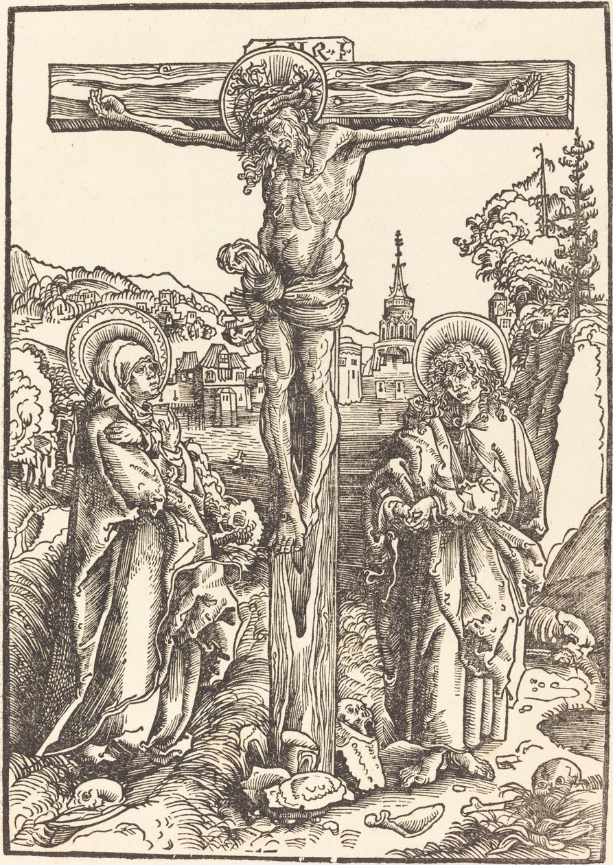 Cristo na Cruz entre a Virgem e São João de Lucas Cranach the Elder