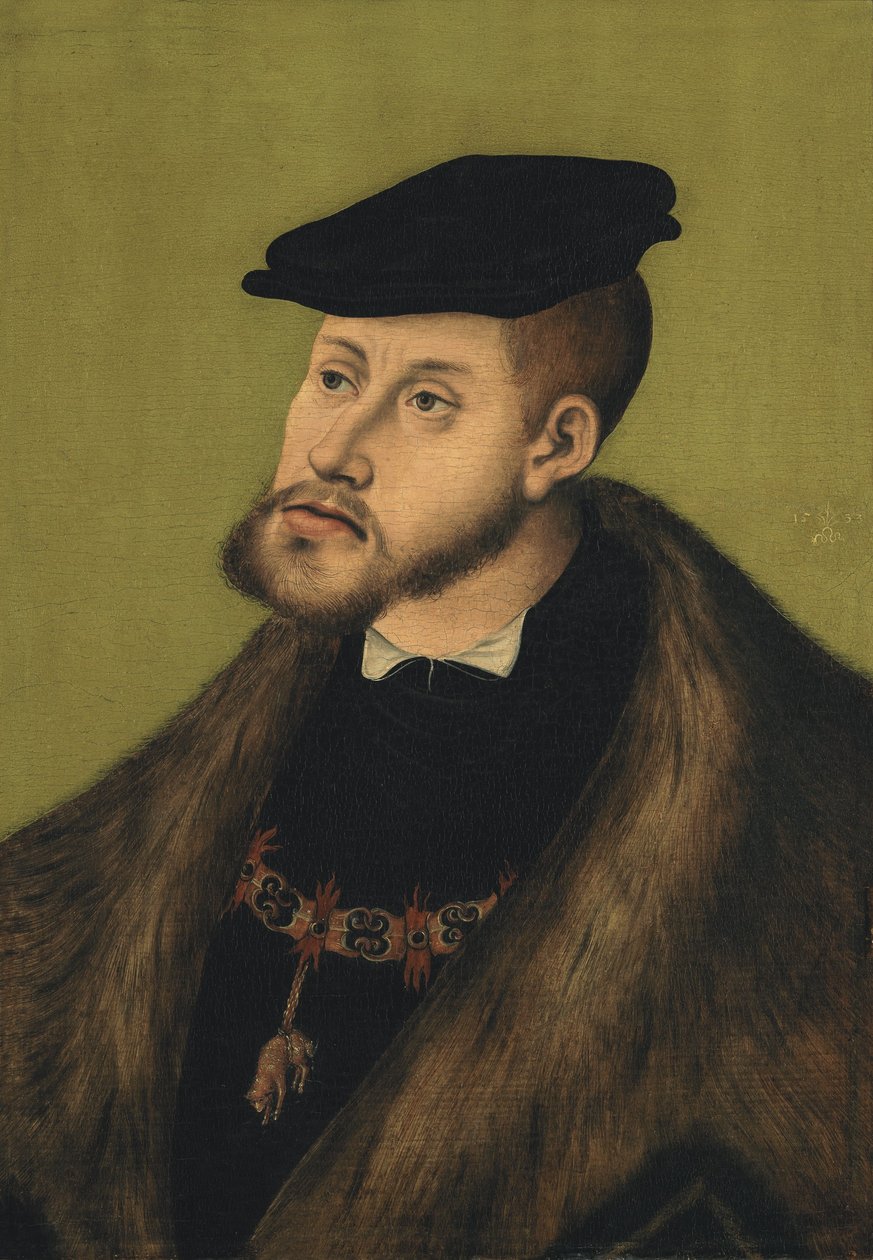Alemão: Bildnis Kaiser Karls V. Retrato do Imperador Carlos V de Lucas Cranach the Elder