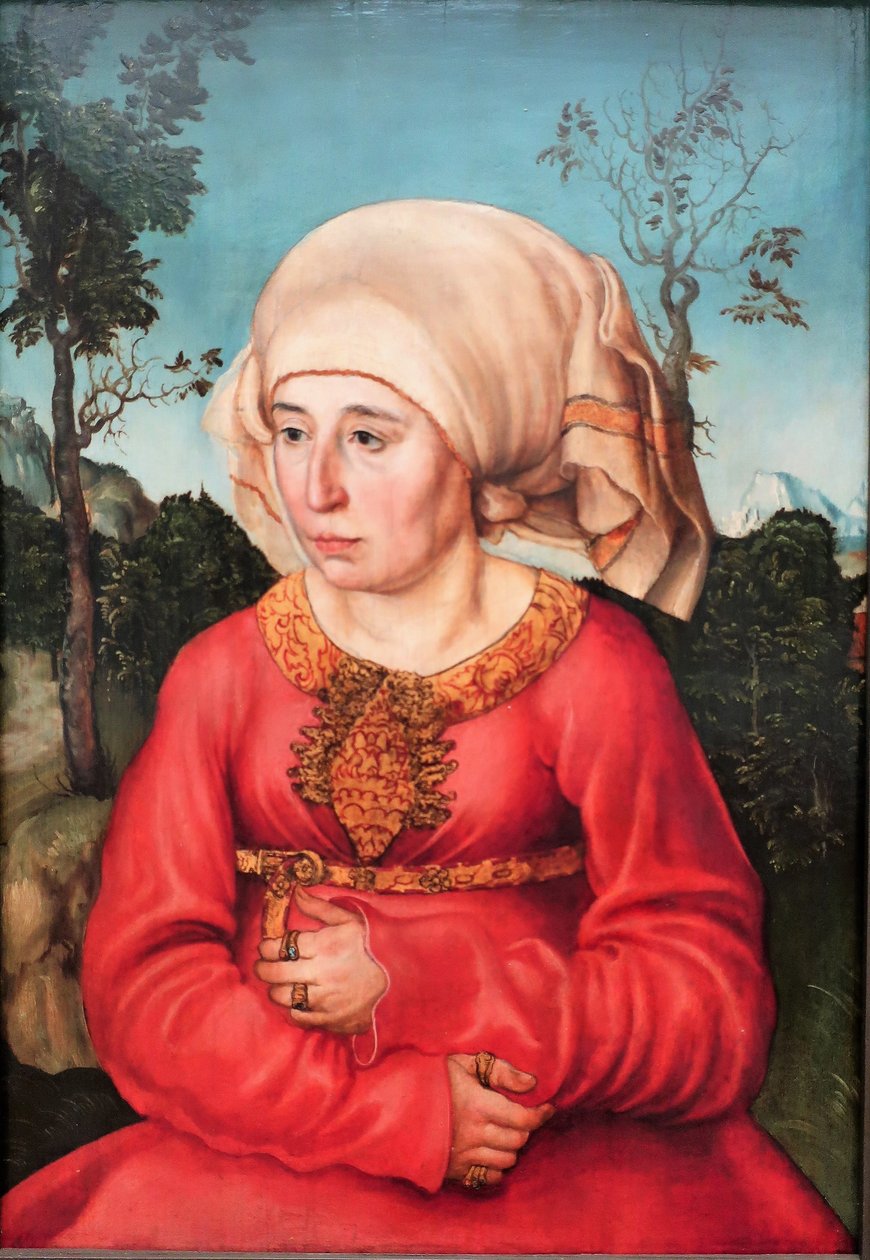 Alemão: Bildnis der Frau eines Rechtsgelehrten Retrato da mulher de um jurista de Lucas Cranach the Elder