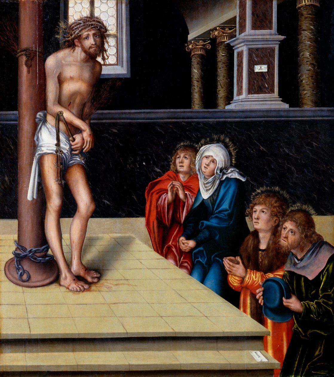 Alemão: Christus als Schmerzensmann an der Geißelsäule Cristo como homem de dores de Lucas Cranach the Elder
