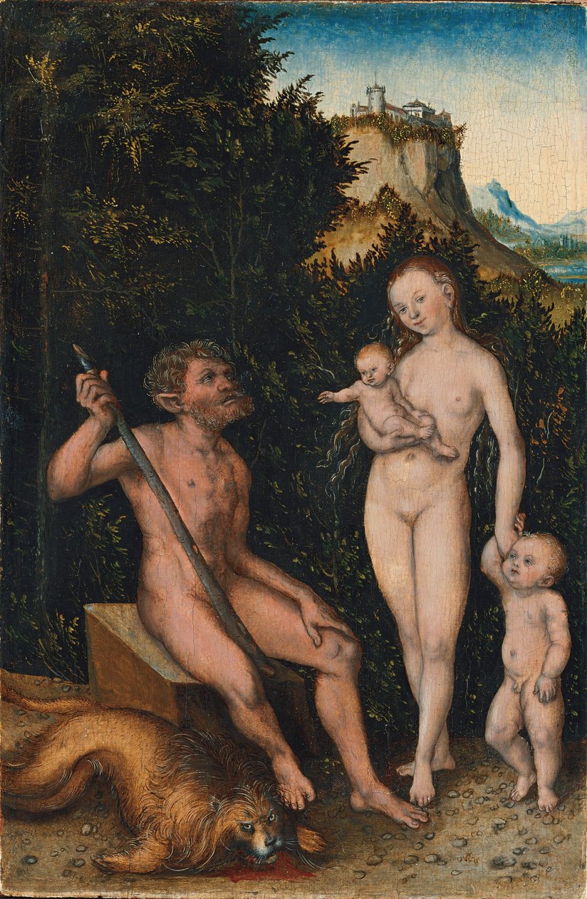 Alemão: Familie der Naturmenschen / Faunenfamilie Família de Homens Selvagens / Família de Faunos de Lucas Cranach the Elder