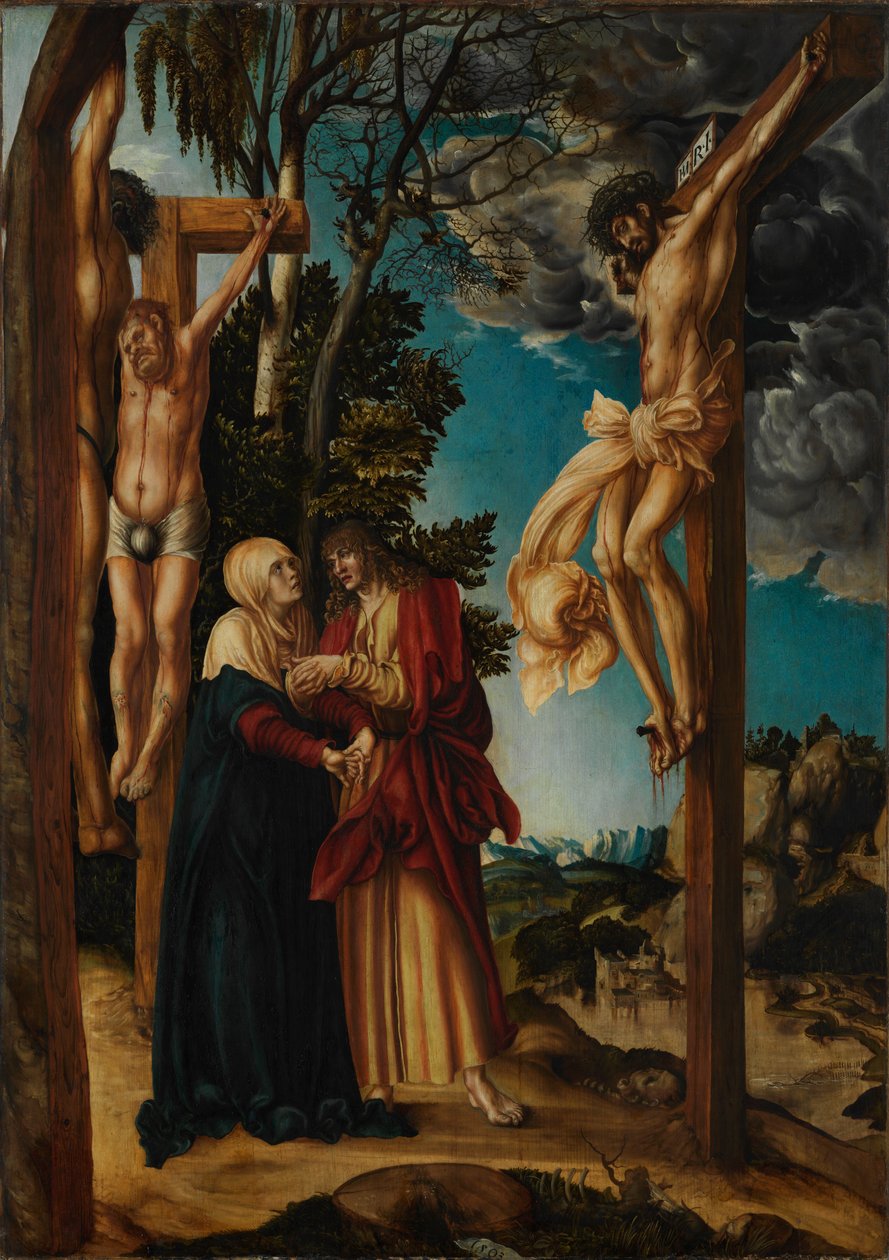 Alemão: Klage unter dem Kreuz A Lamentação de Cristo / A Crucificação de Schleißheim de Lucas Cranach the Elder