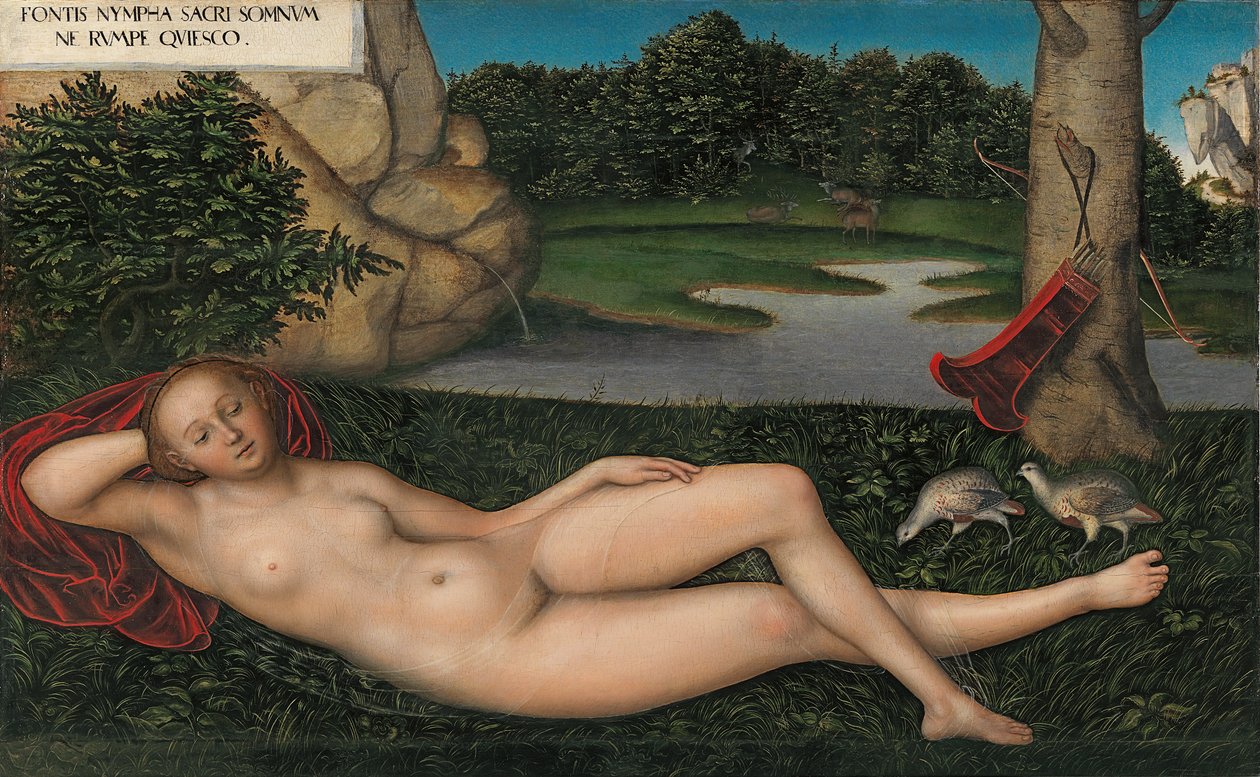 Alemão:  Quellnymphe A Ninfa na Fonte de Lucas Cranach the Elder