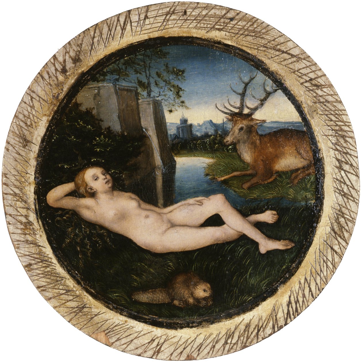 Alemão: Resting spring nymph Reclining nymph de Lucas Cranach the Elder
