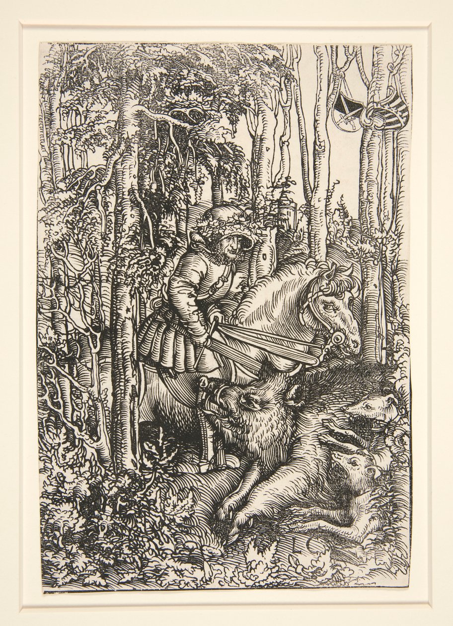 Caçador a matar um javali selvagem de Lucas Cranach the Elder