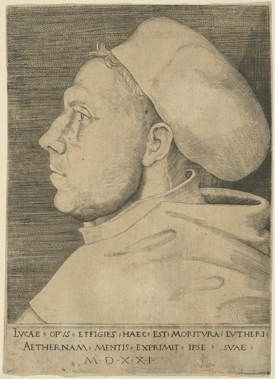 Lutero como frade agostiniano, com o Cap de Lucas Cranach the Elder