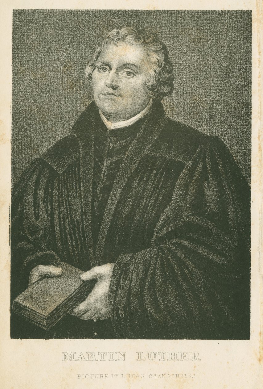 Martinho Lutero, litografia de James Weber (c.1824-86), c.1850 de Lucas Cranach the Elder