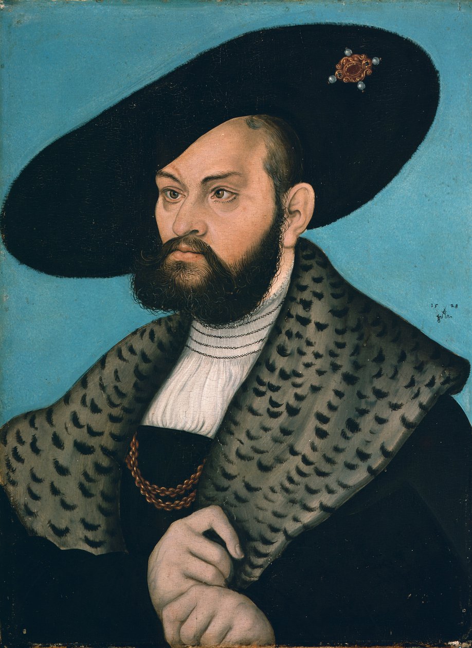 Retrato de Margrave Abrecht de Brandemburgo-Ansbach, Duque da Prússia de Lucas Cranach the Elder