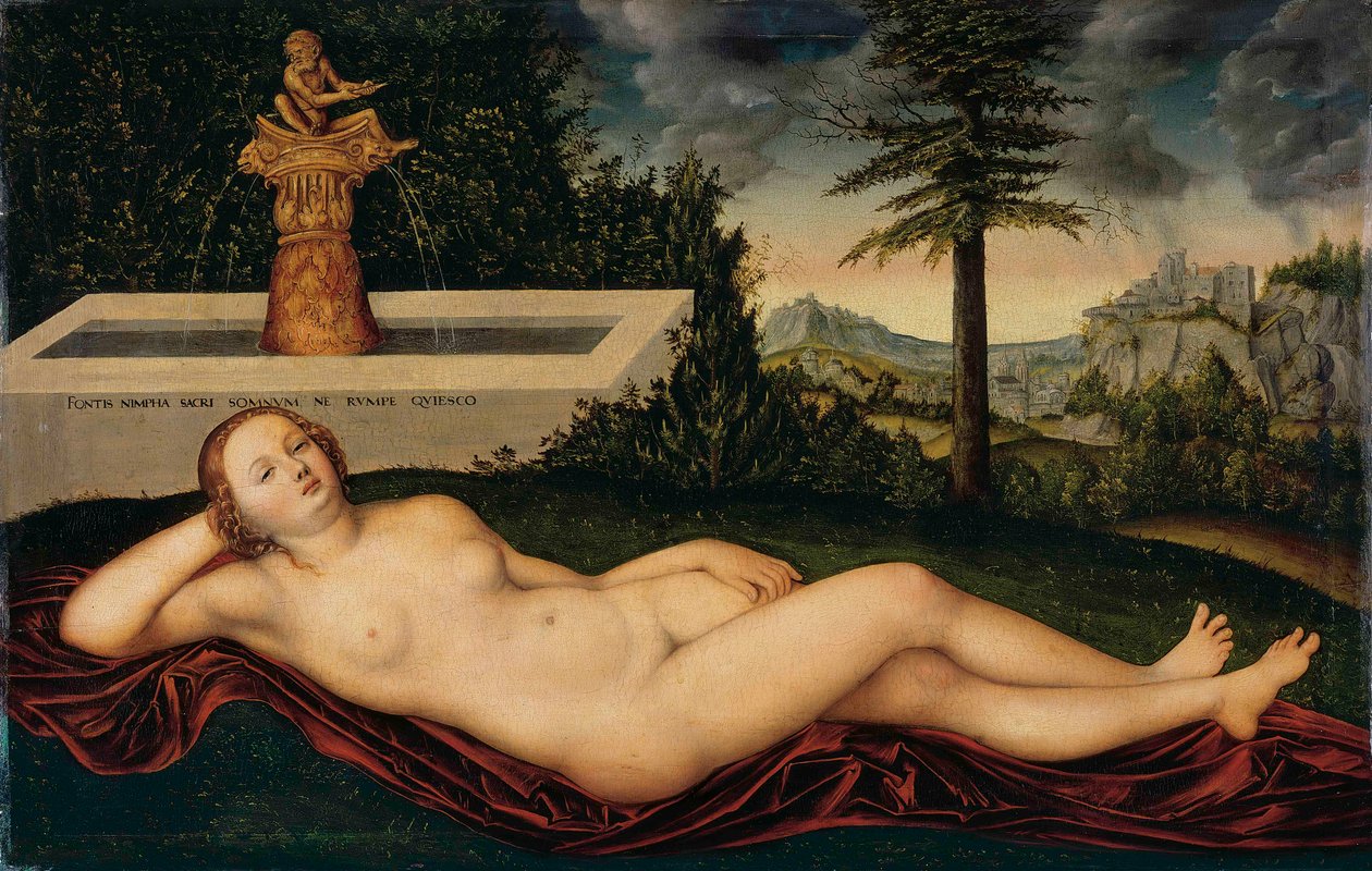 Ninfa de fonte na fonte de Lucas Cranach the Elder