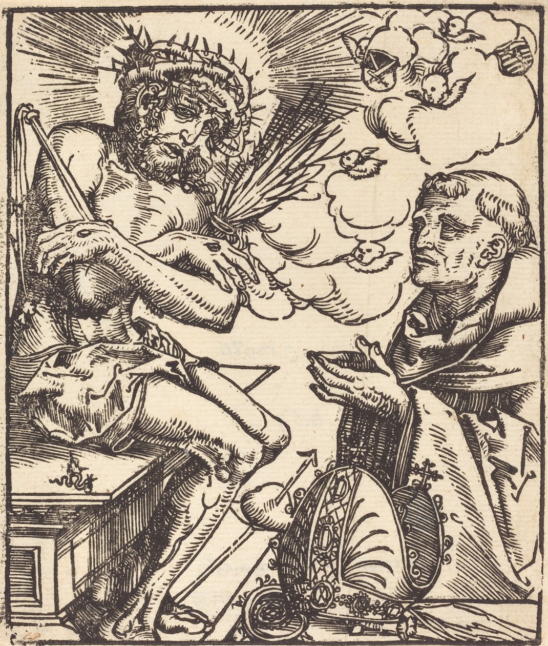 São Bernardo adorando o homem das dores de Lucas Cranach the Elder